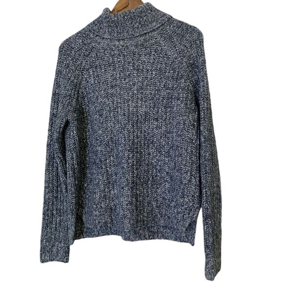 Abercrombie & Fitch Sweaters - Abercrombie & Fitch Blue White Chunky Knit Sweater Womens Sz S Turtle Neck